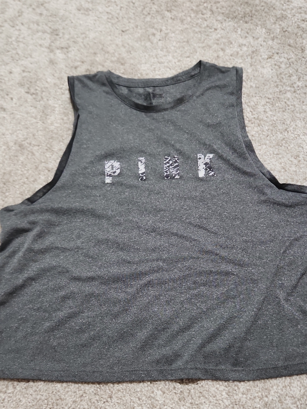 PINK Victoria's Secret Charcoal Gray Logo Tank